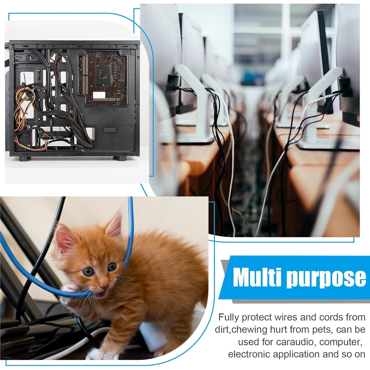 Funda de Cable Trenzada Expandible Pangda 300 pies Negro