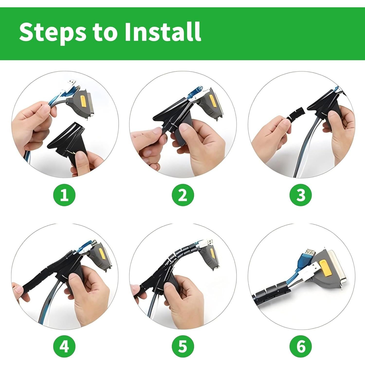 Manga Organizador de Cables 3.05m EZ - Negro, Flexible y Durable