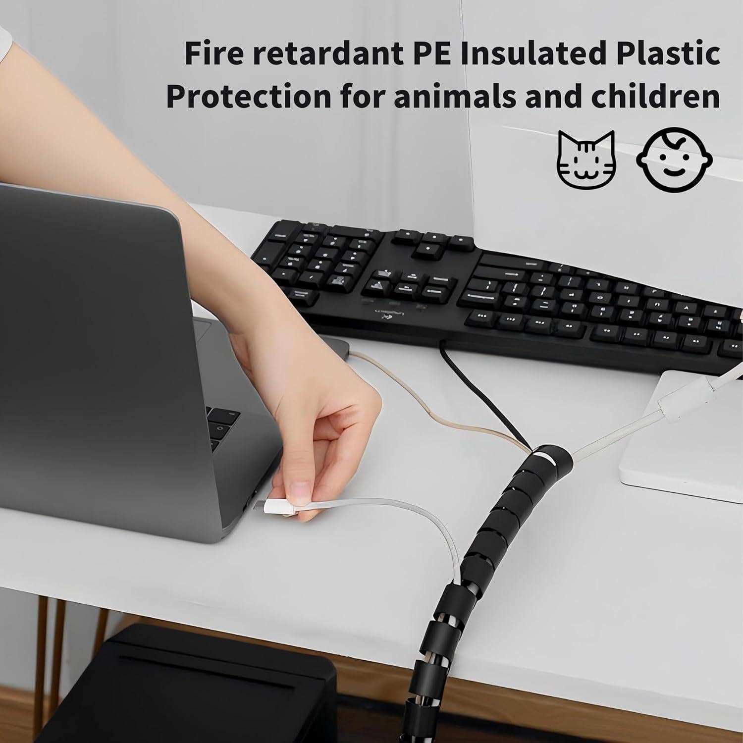 Manga Organizador de Cables 3.05m EZ - Negro, Flexible y Durable