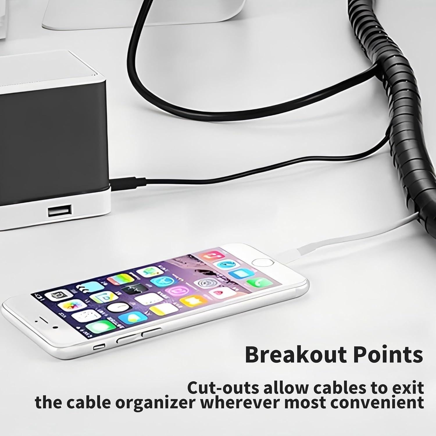 Manga Organizador de Cables 3.05m EZ - Negro, Flexible y Durable