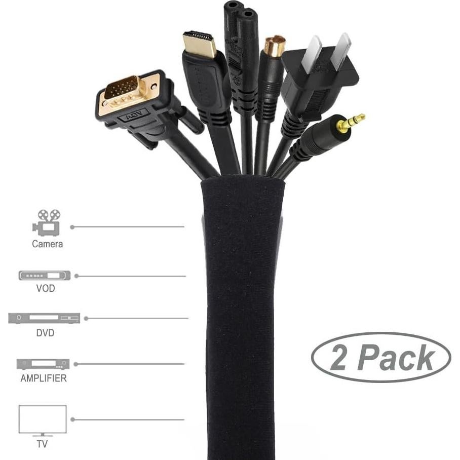 Manga de Gestión de Cables JOTO 40" (101.6 cm) - 2 Piezas Negro