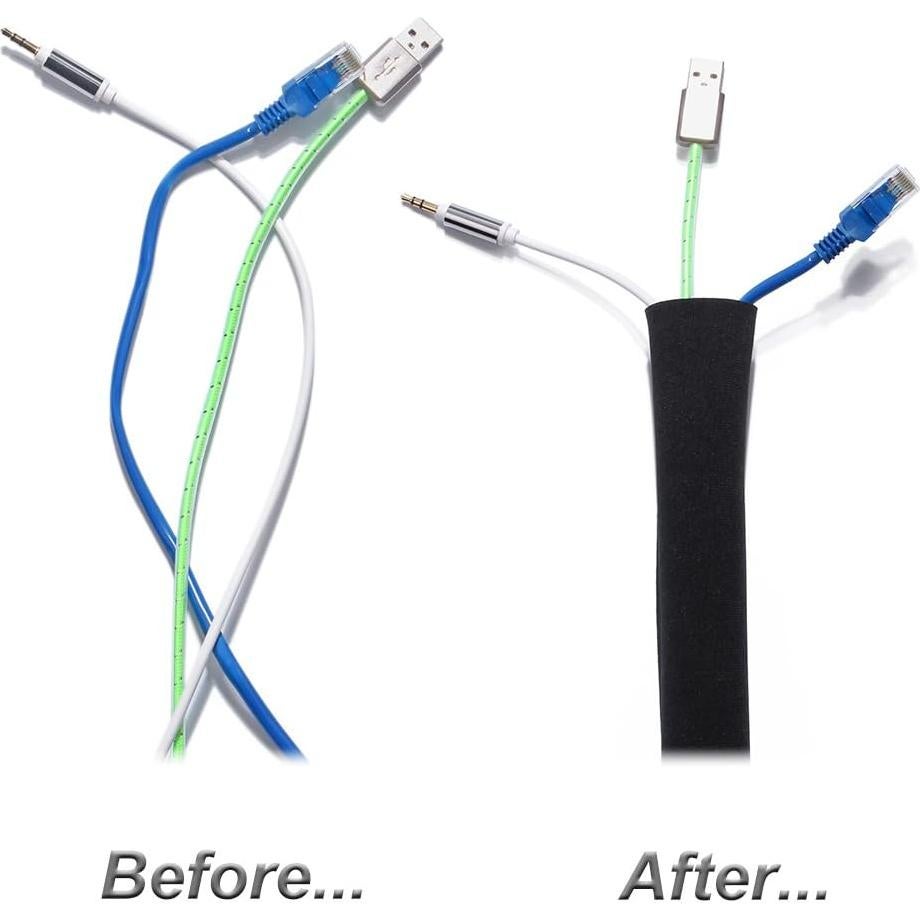 Manga de Gestión de Cables JOTO 40" (101.6 cm) - 2 Piezas Negro