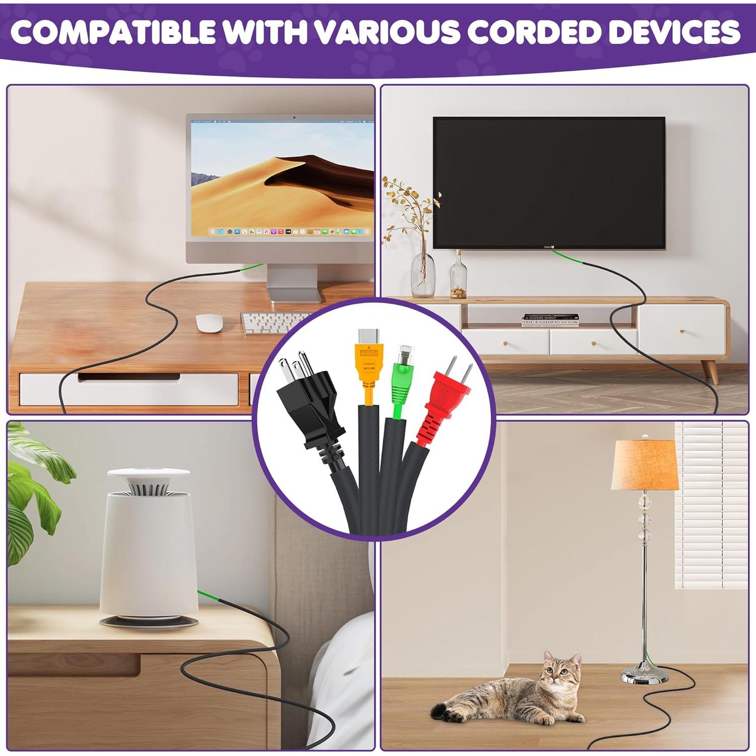 Protector de Cable Flexible 2.01m Negro - UO-Single Cord Protector