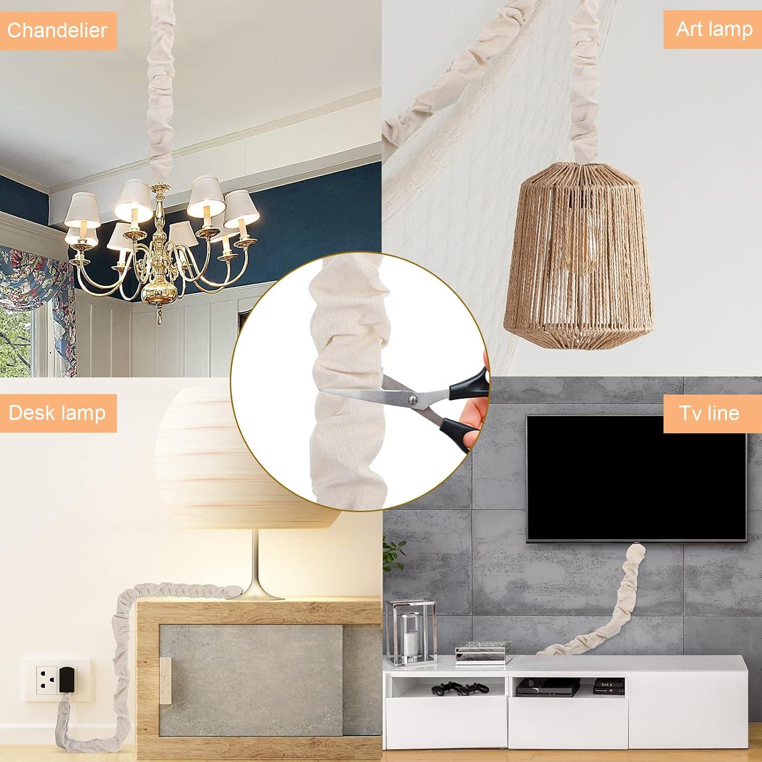 Funda de Cable de Tela Queekay 4 Pcs 1.2m y 1.8m Marrón