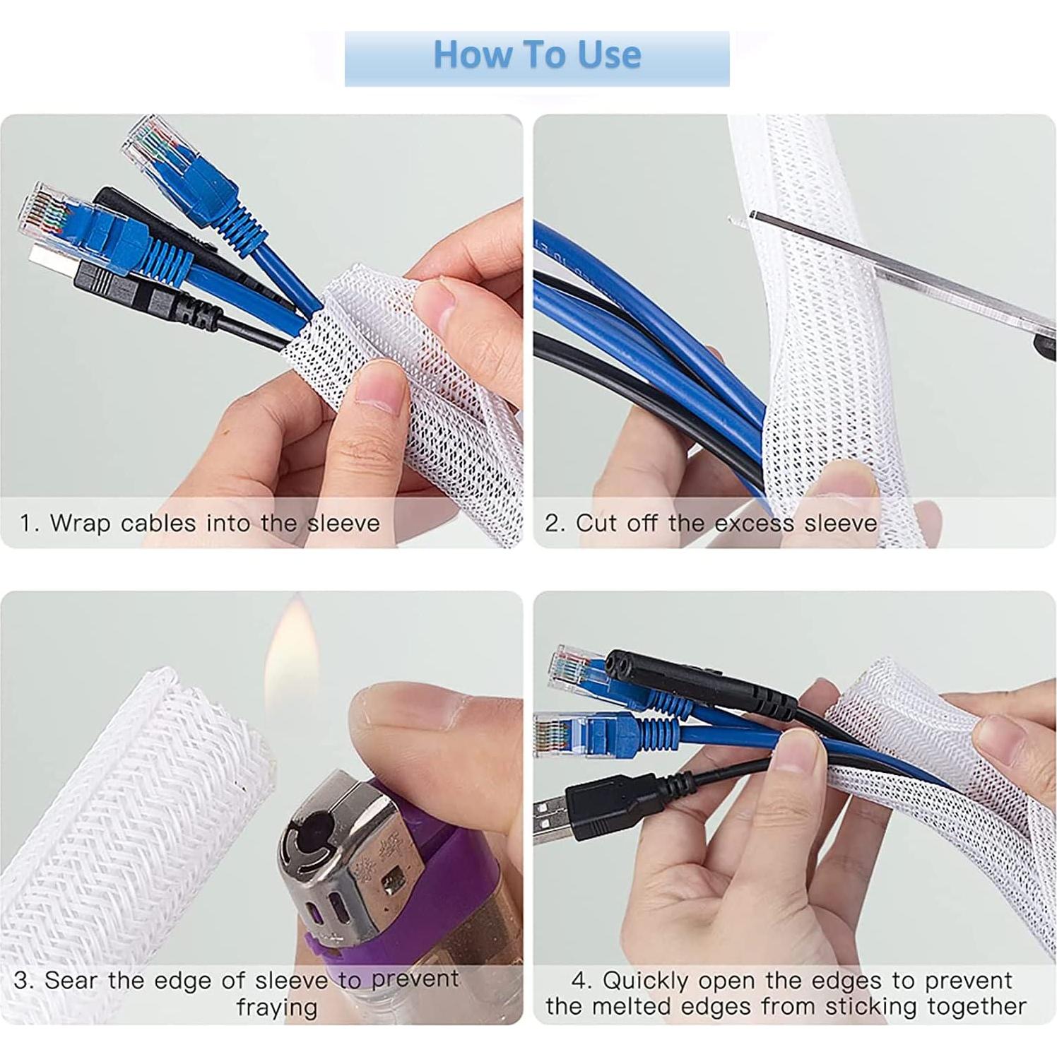 Manga de Gestión de Cables Hibucuo 3.05m Negro 1.27cm