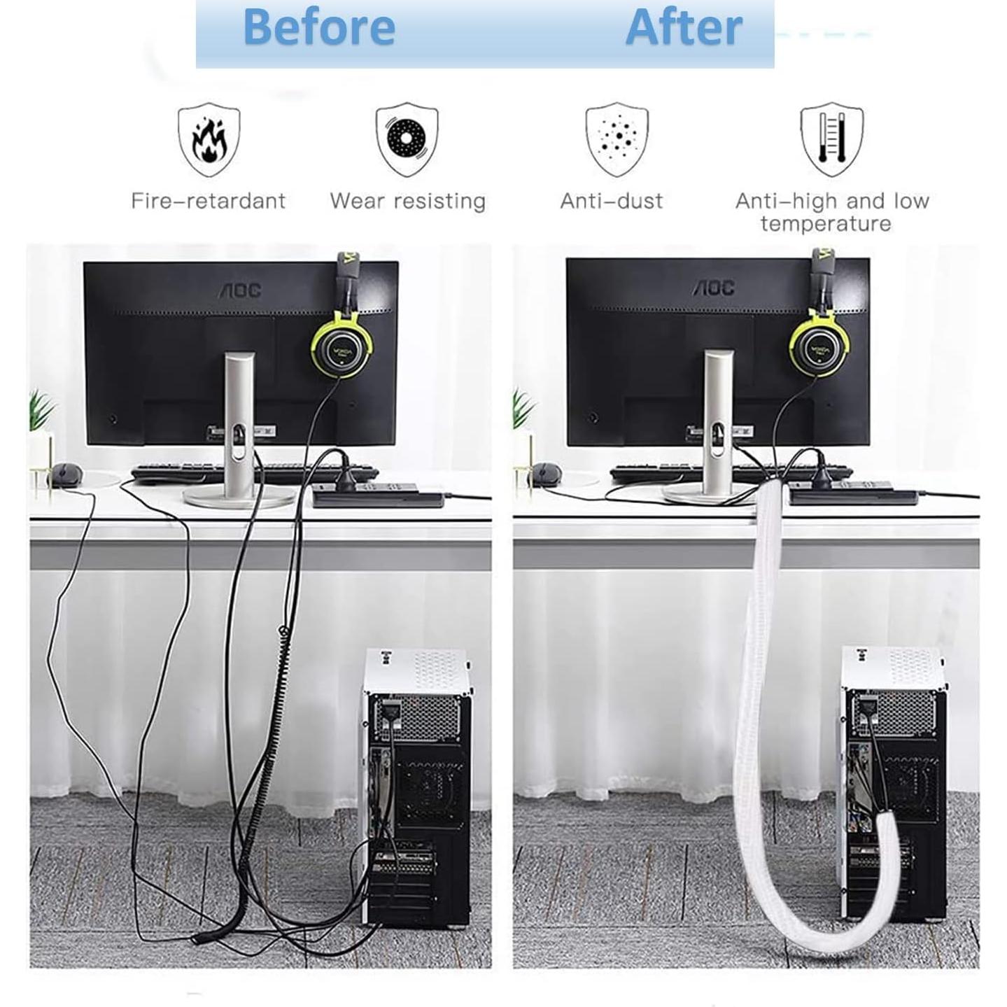 Manga de Gestión de Cables Hibucuo 3.05m Negro 1.27cm