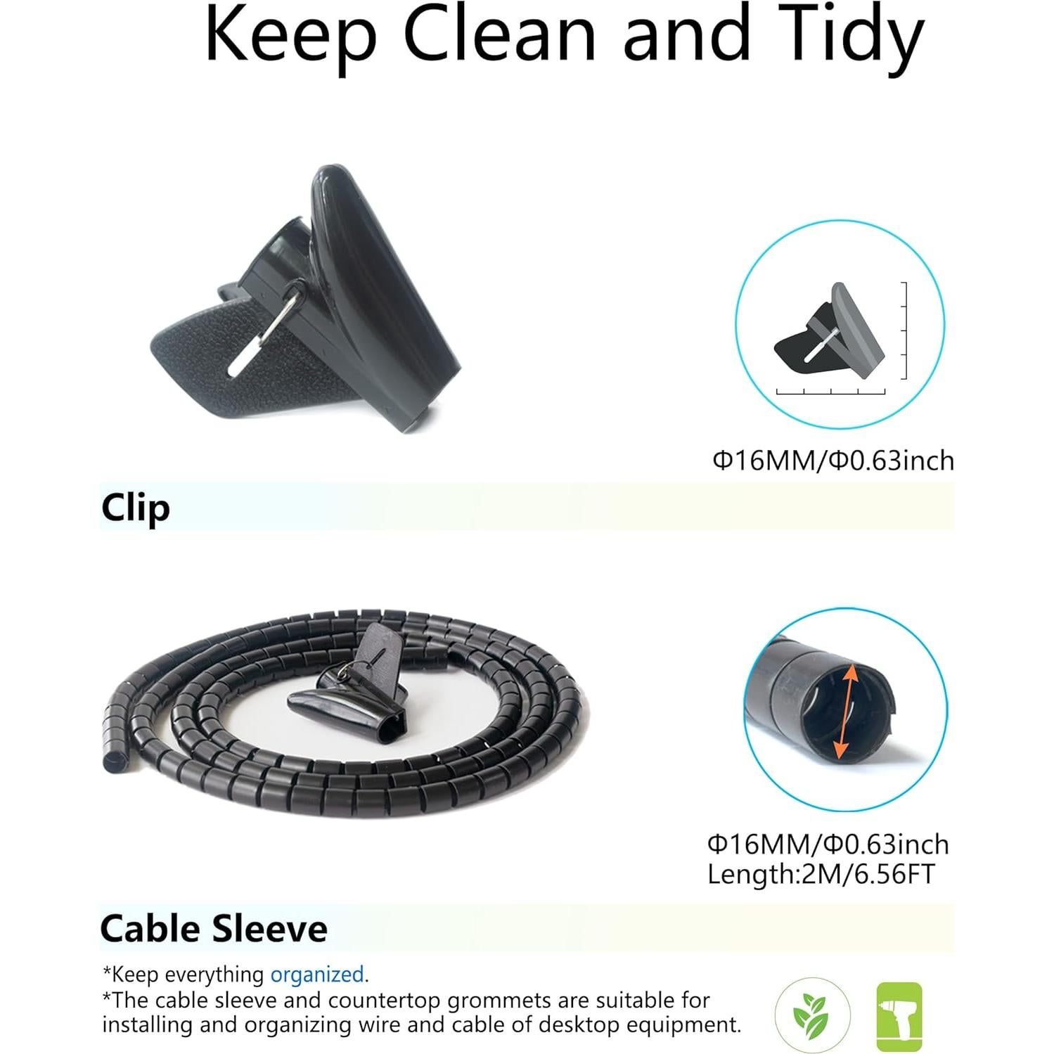 Kit de Grommets para Escritorio Bicafa 50mm + Sierra de Agujeros