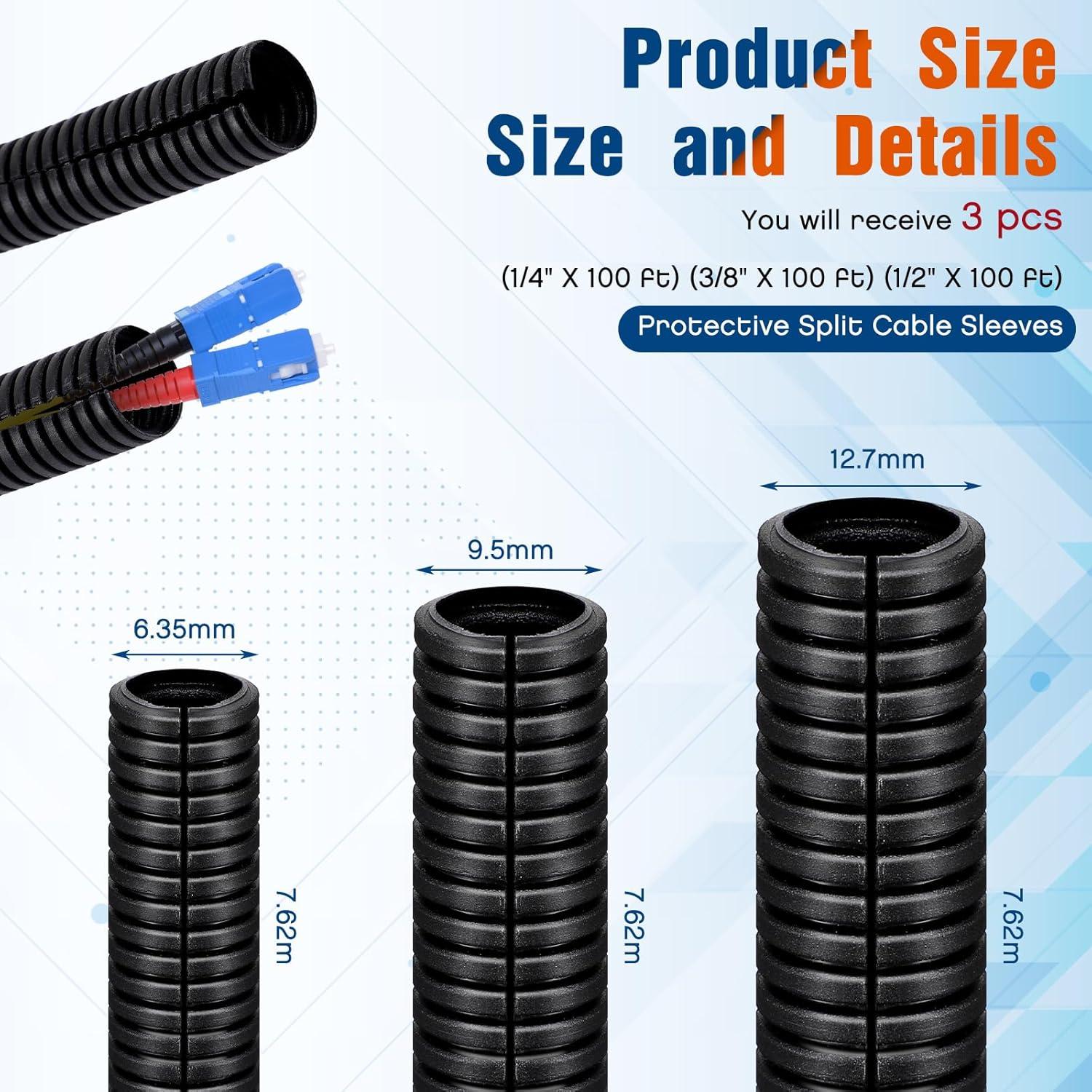 Tubo de Loom de Cable Dividido Sasylvia 3 Piezas 25 pies