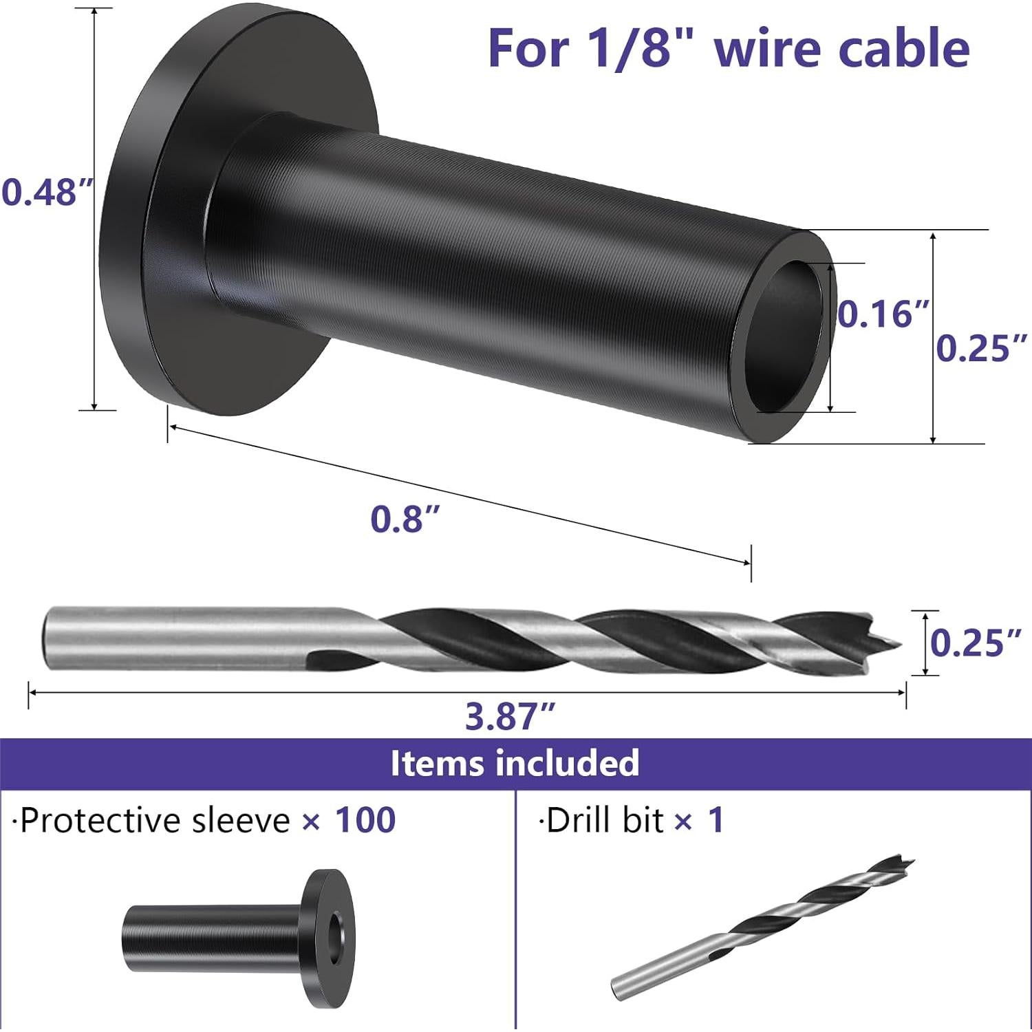 Mangas Protectores de Cable Acero Inoxidable T316L Negro 100 Pzas