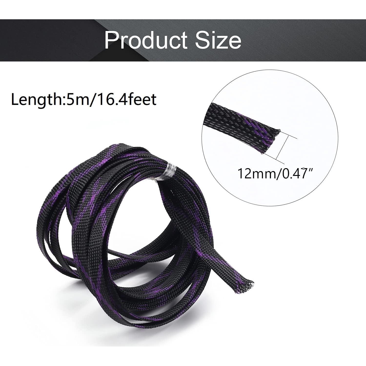 Manguito Trenzado Expandible Heyiarbeit 5m Negro Púrpura 12mm