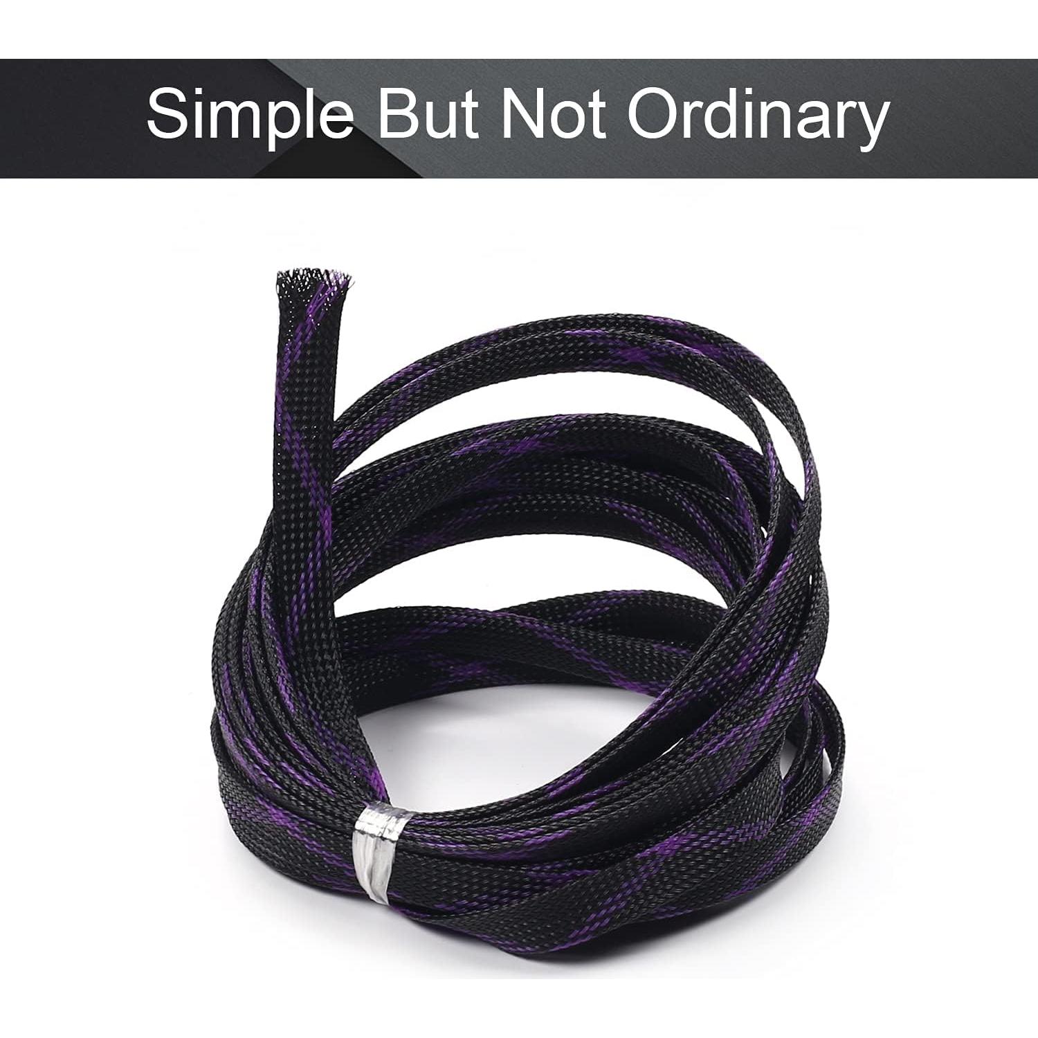 Manguito Trenzado Expandible Heyiarbeit 5m Negro Púrpura 12mm