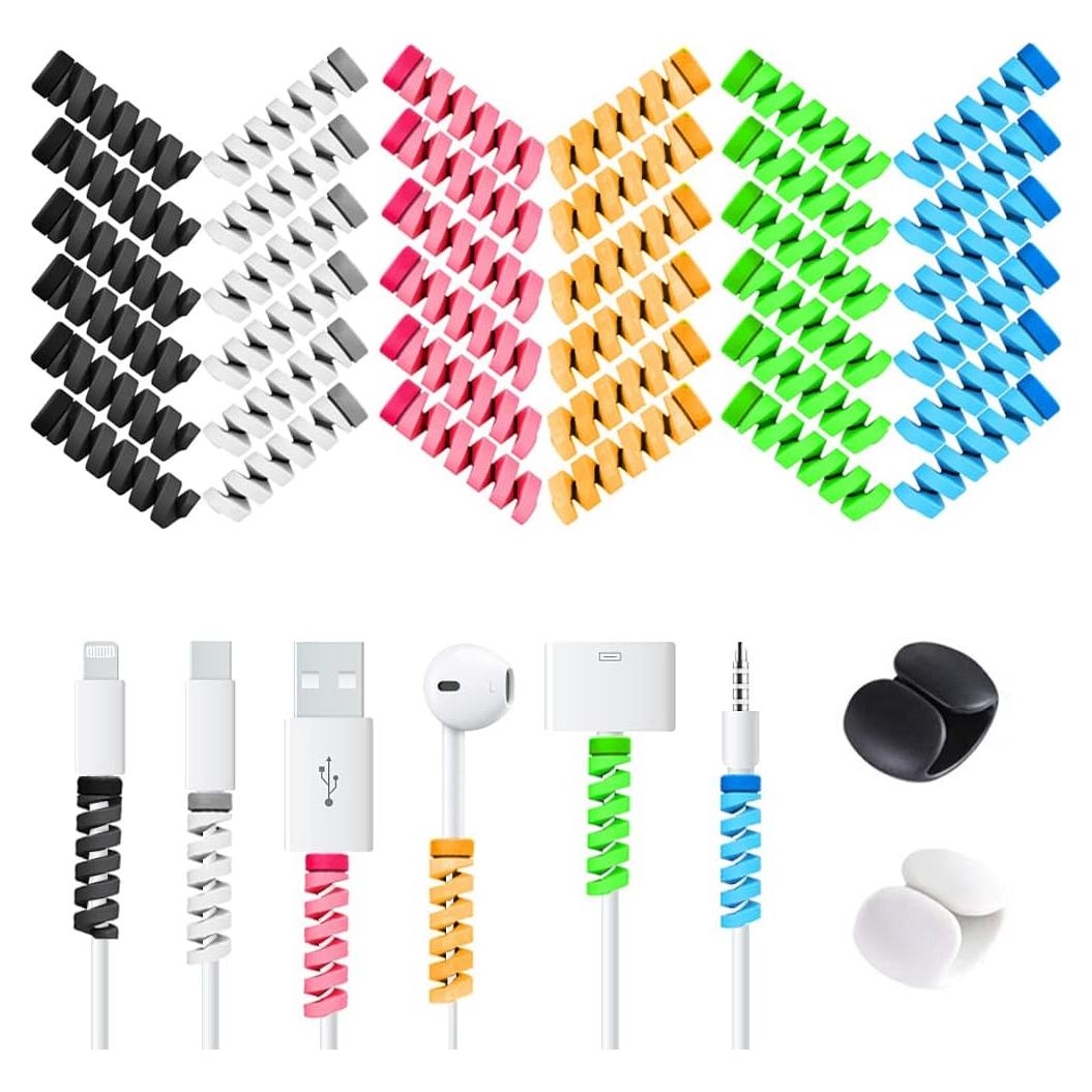 36 Protectores de Cable Silicona VIWIEU + 2 Clips Organizador