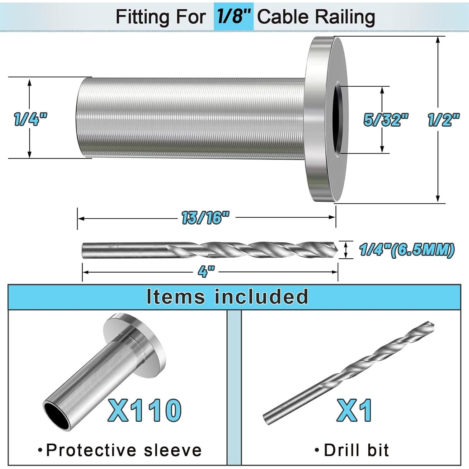 Mangas Protectores de Acero Inoxidable T316 Steel DN Mate 110 Pcs