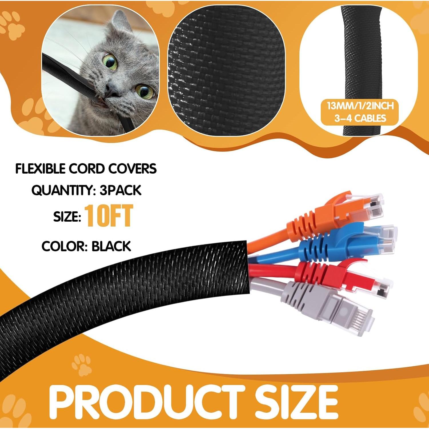 Protector de Cables para Mascotas Poen 3 Pack 3.05m Negro