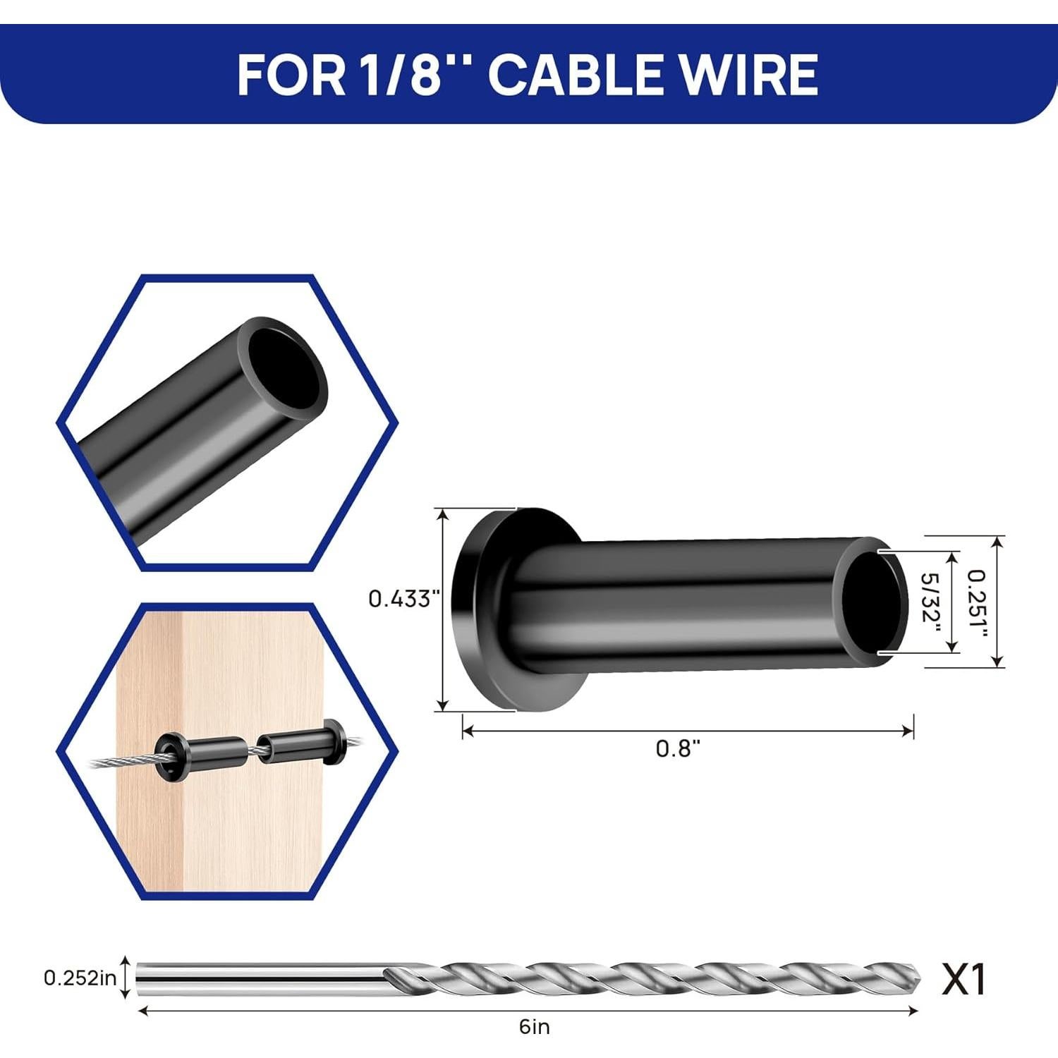 Paquete de 100 fundas protectoras Sidasu para cable 1/8"