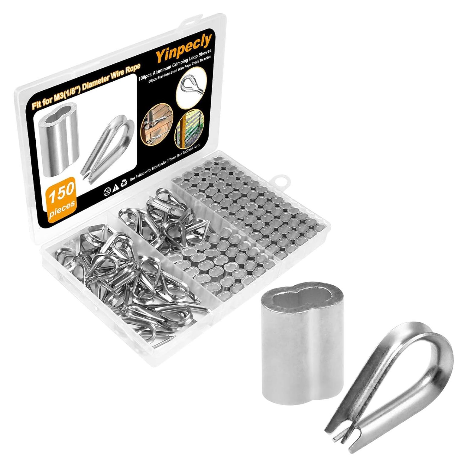 Conjunto 100pcs Manguitos Aluminio y 50pcs Ojales Acero Yinpecly