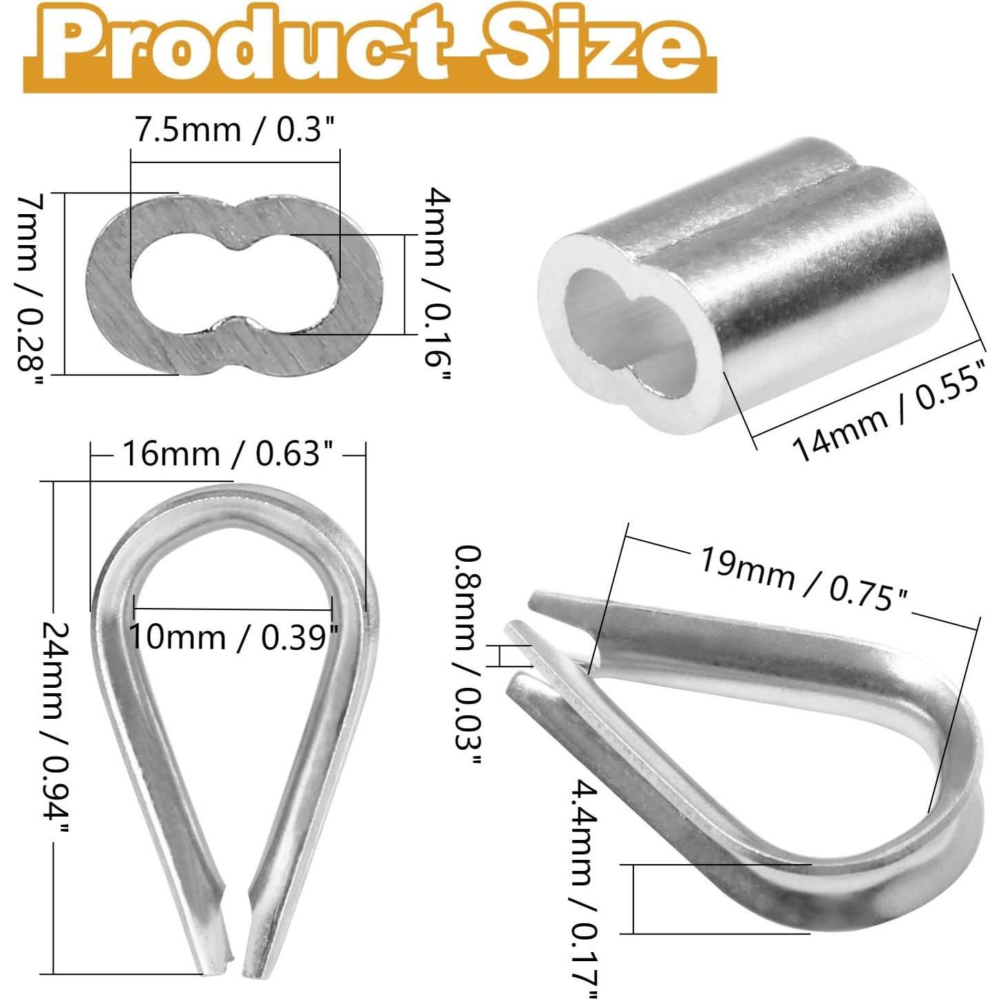 Conjunto 100pcs Manguitos Aluminio y 50pcs Ojales Acero Yinpecly