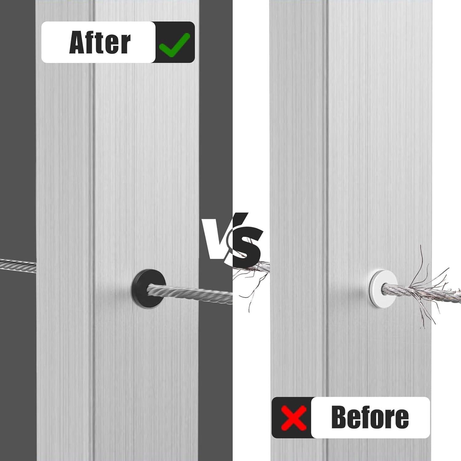 Kit de 60 Grommets de Caucho para Barandillas de Cable 3.18-4.76 mm