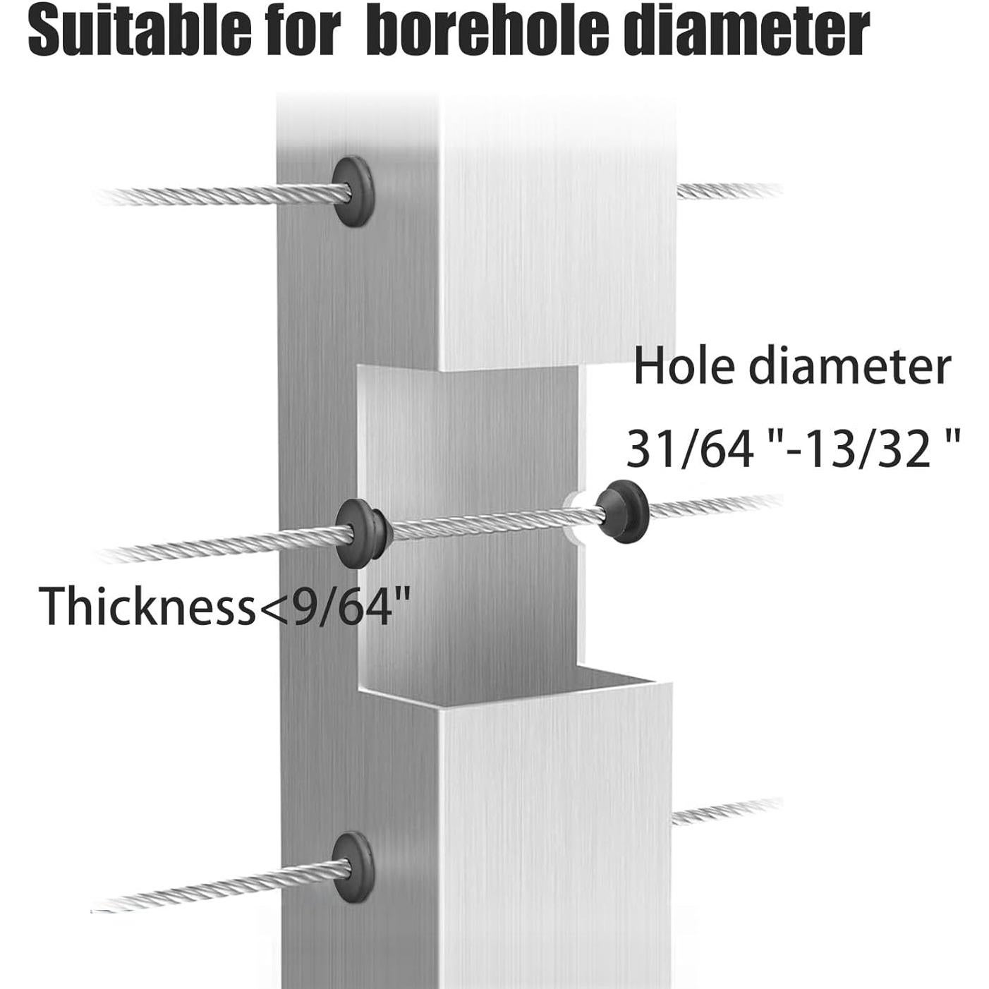 Kit de 60 Grommets de Caucho para Barandillas de Cable 3.18-4.76 mm