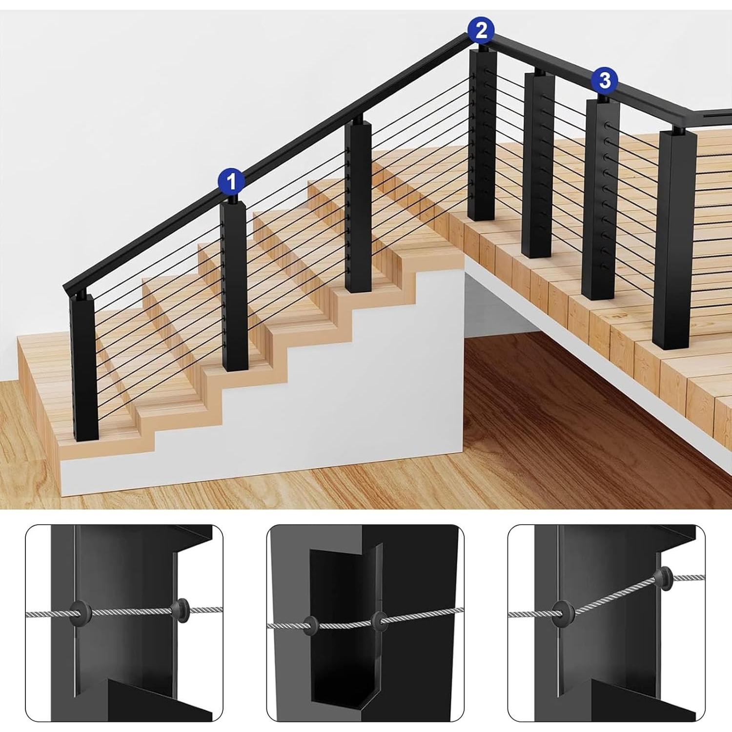 Kit de 60 Grommets de Caucho para Barandillas de Cable 3.18-4.76 mm