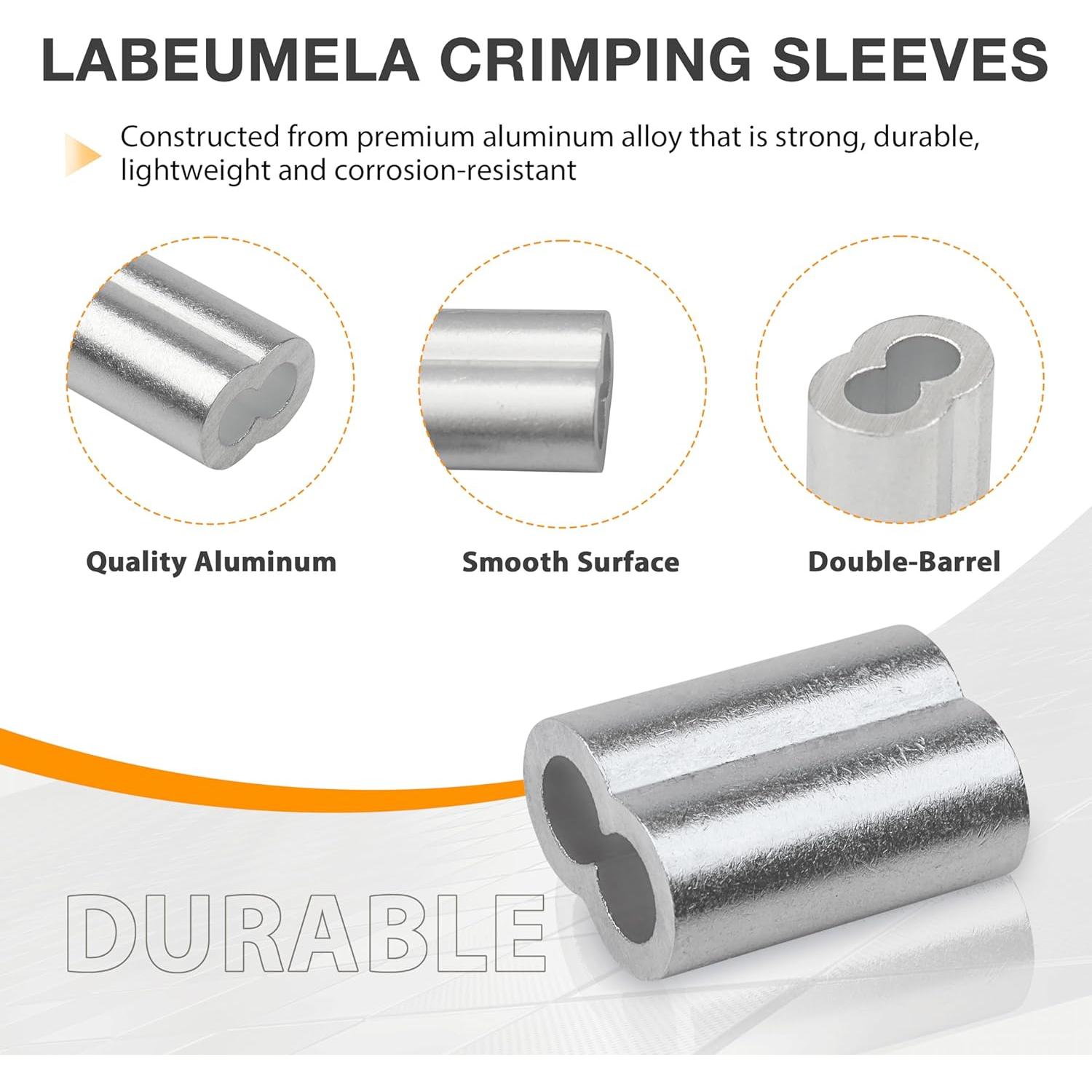 Mangas de bucle de crimpado de aluminio Labeumela 25PCS 6mm