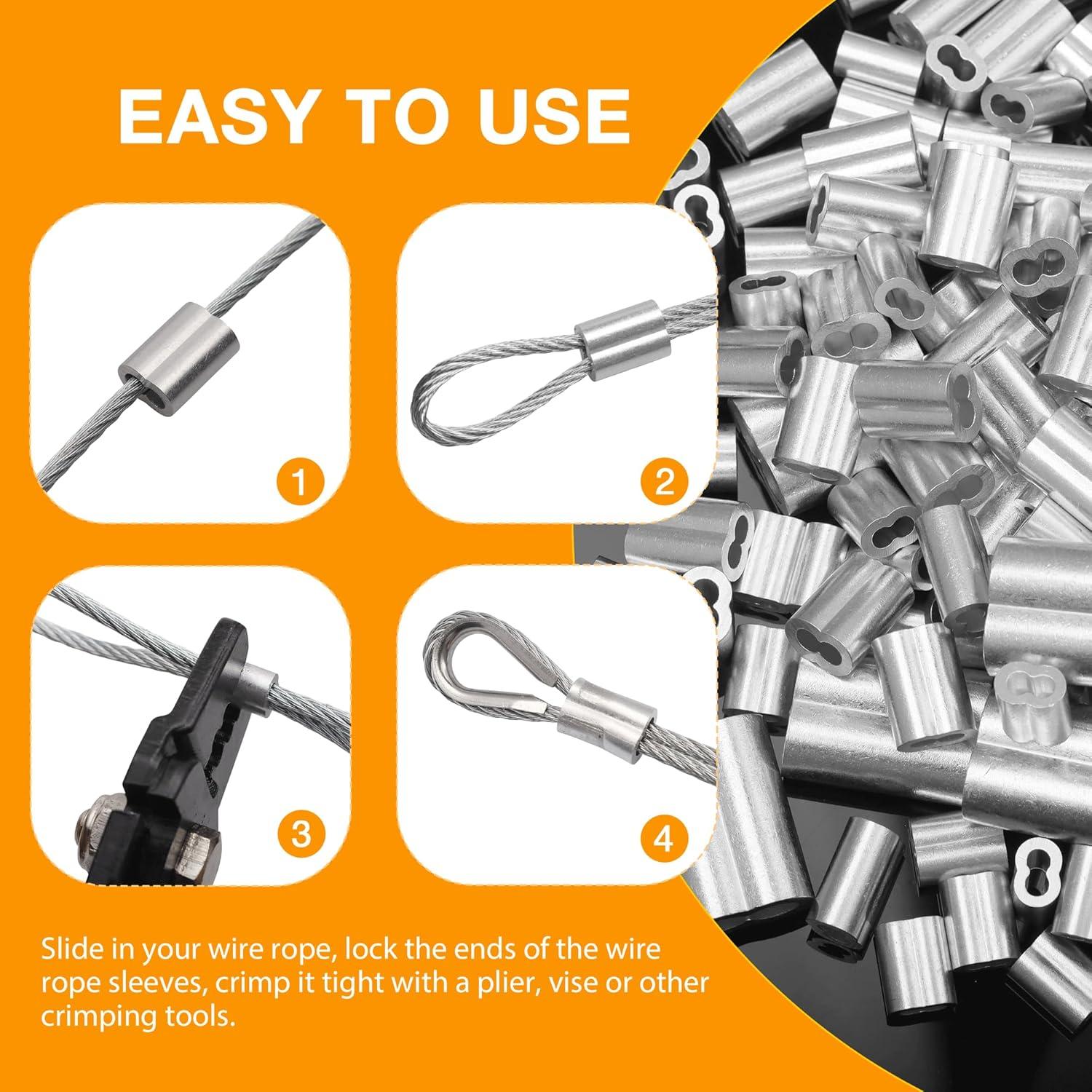 Mangas de bucle de crimpado de aluminio Labeumela 25PCS 6mm