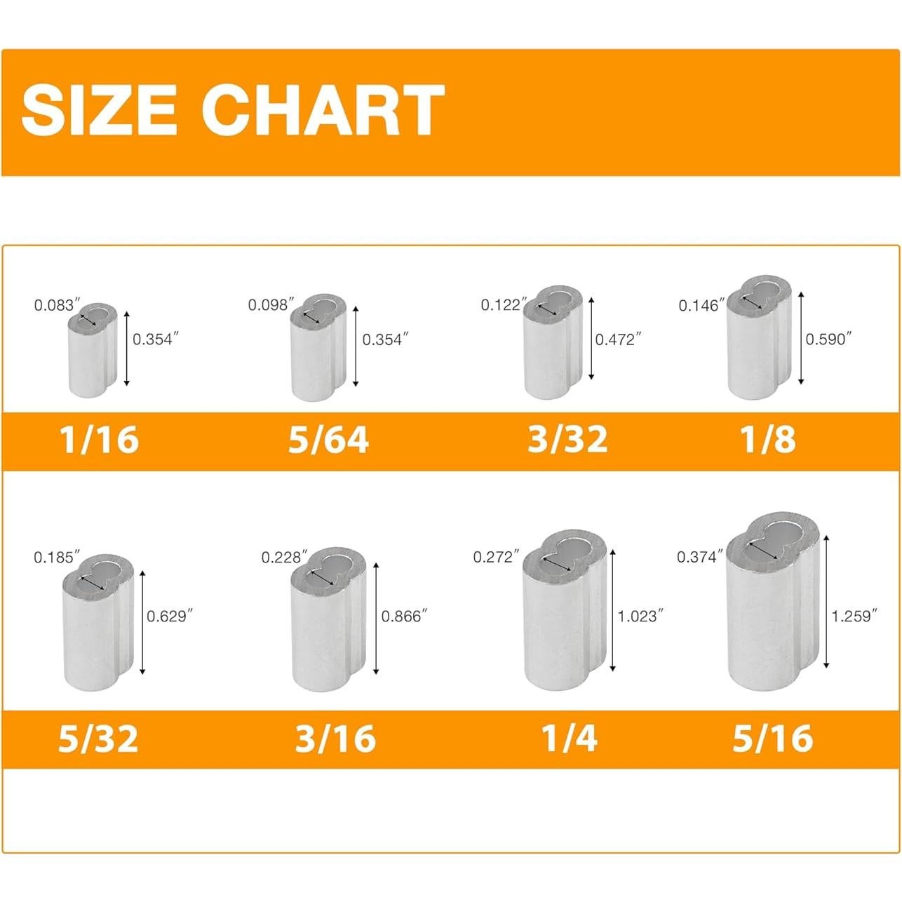 Mangas de bucle de crimpado de aluminio Labeumela 25PCS 6mm