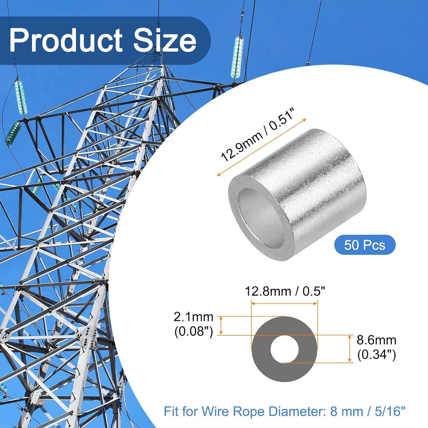 Manga de Bucle de Crimpado de Aluminio MECCANIXITY 8mm - 25 Unidades