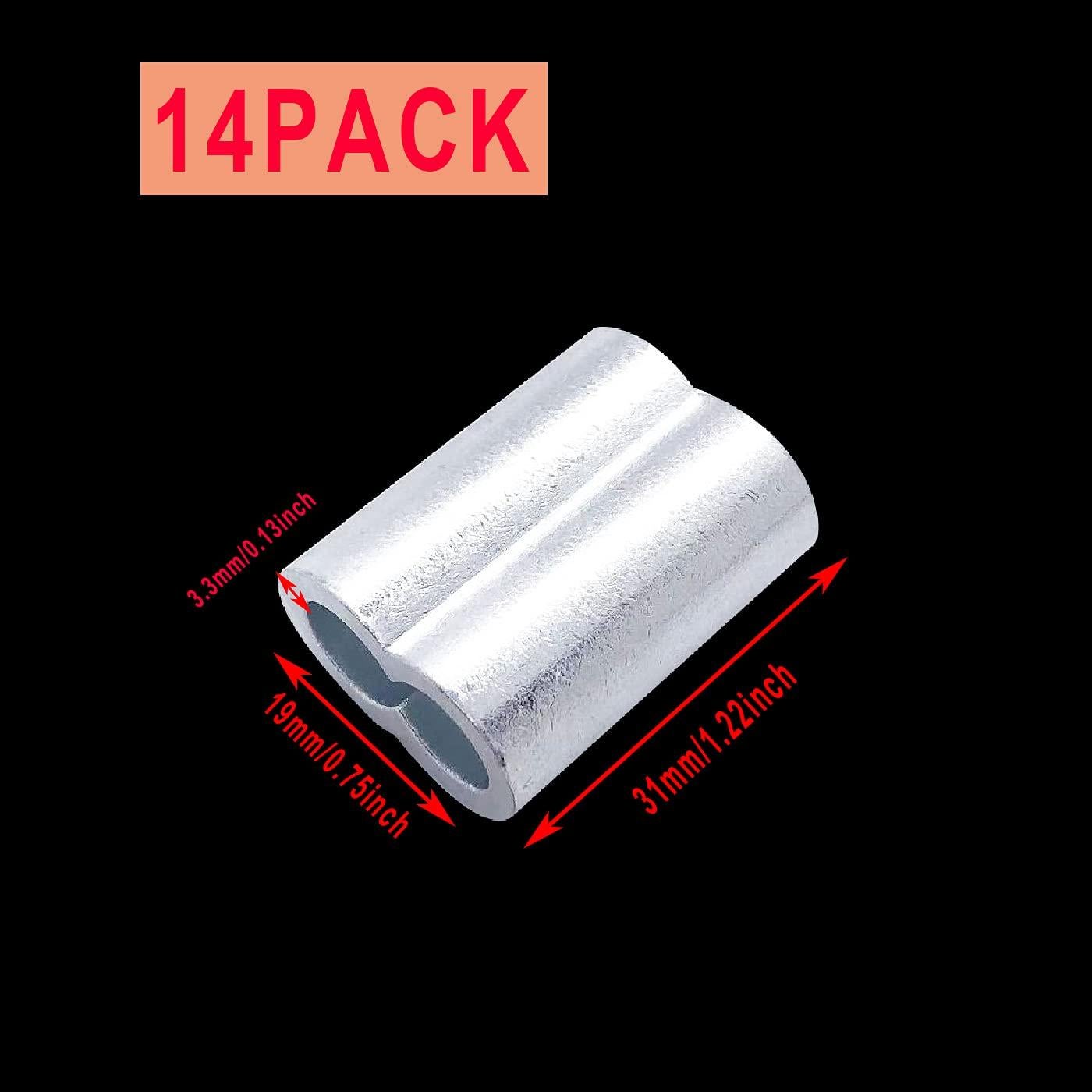 Manga de Crimpado de Aluminio Luckkyme 10 mm - Paquete de 14