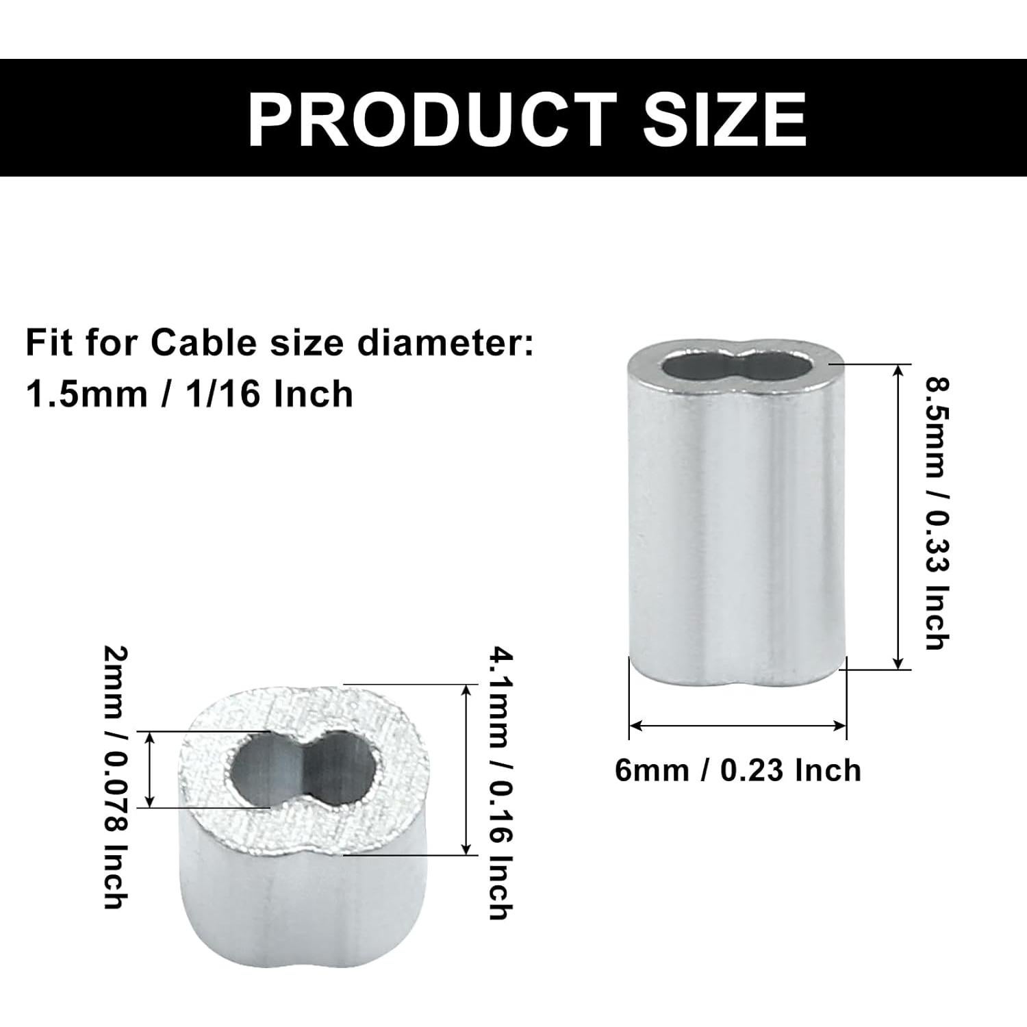 Mangas de Aluminio Crimpado Murtenze 250 Pcs 1.5mm