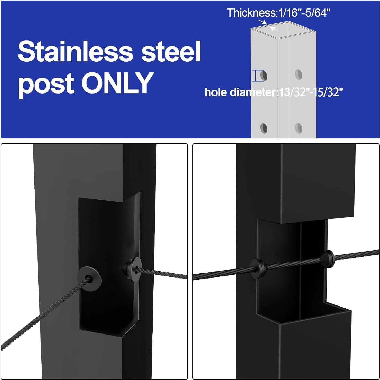 Grommets de Goma BLIKA 200 Piezas para Barandillas de Cable