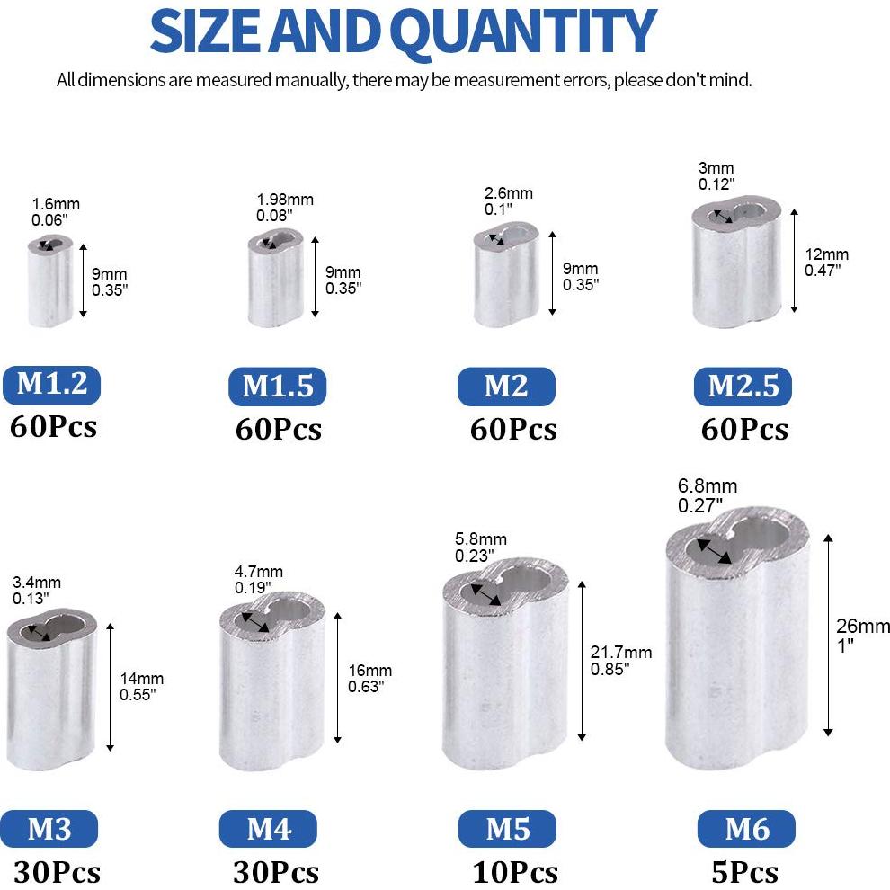 Kit de Surtido de 315 Piezas de Manguitos de Aluminio Glarks