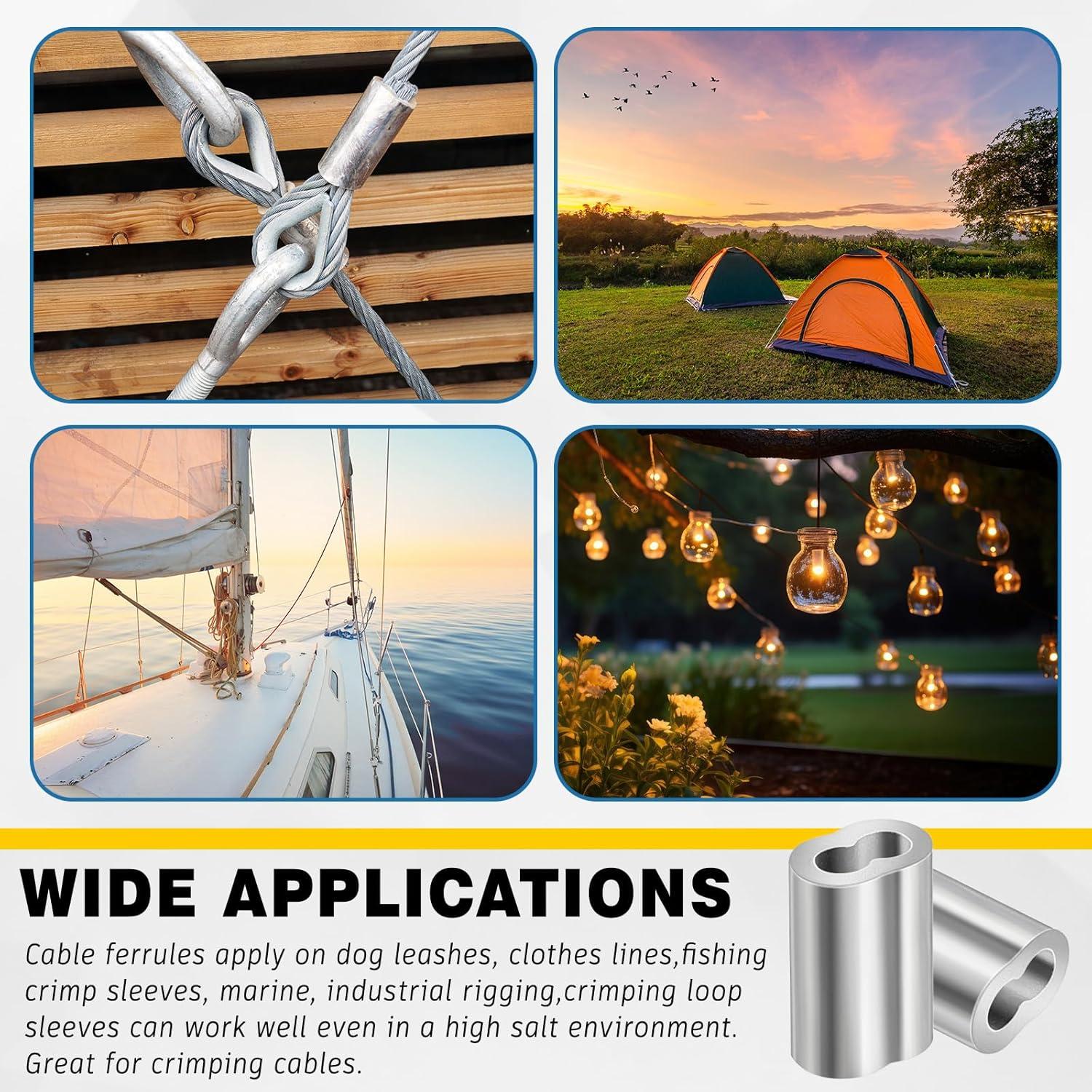 200 Manguitos de Aluminio para Crimpado de Cables 1/8" Yaocom