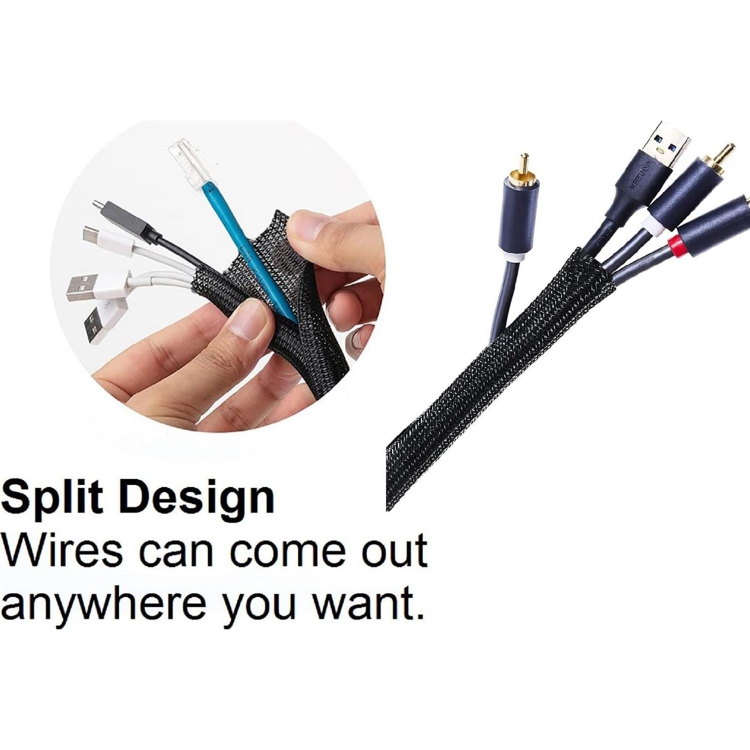 Protector de Cable QCSIW 1.52m x 1.59cm Negro 2 Paquetes