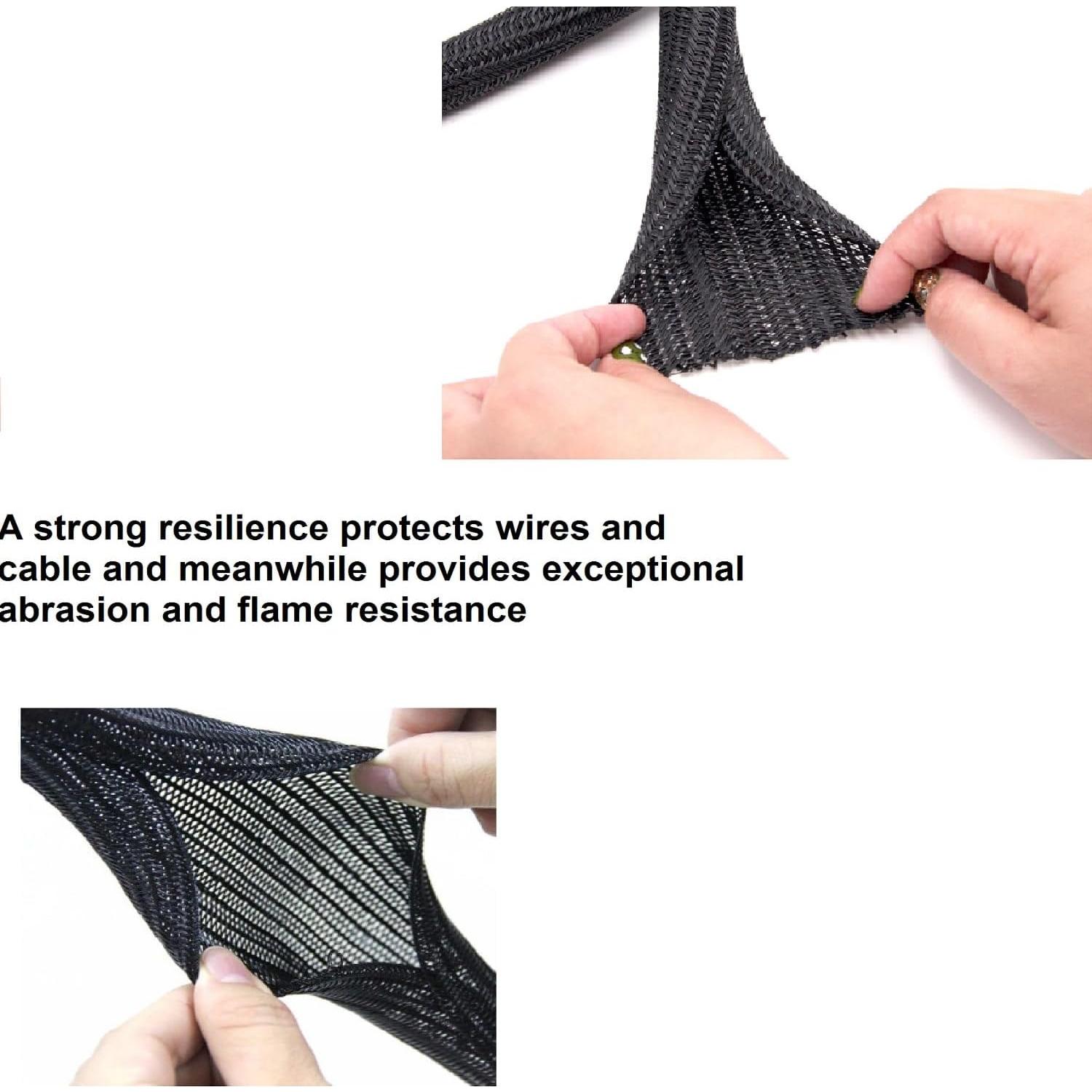 Protector de Cable QCSIW 1.52m x 1.59cm Negro 2 Paquetes