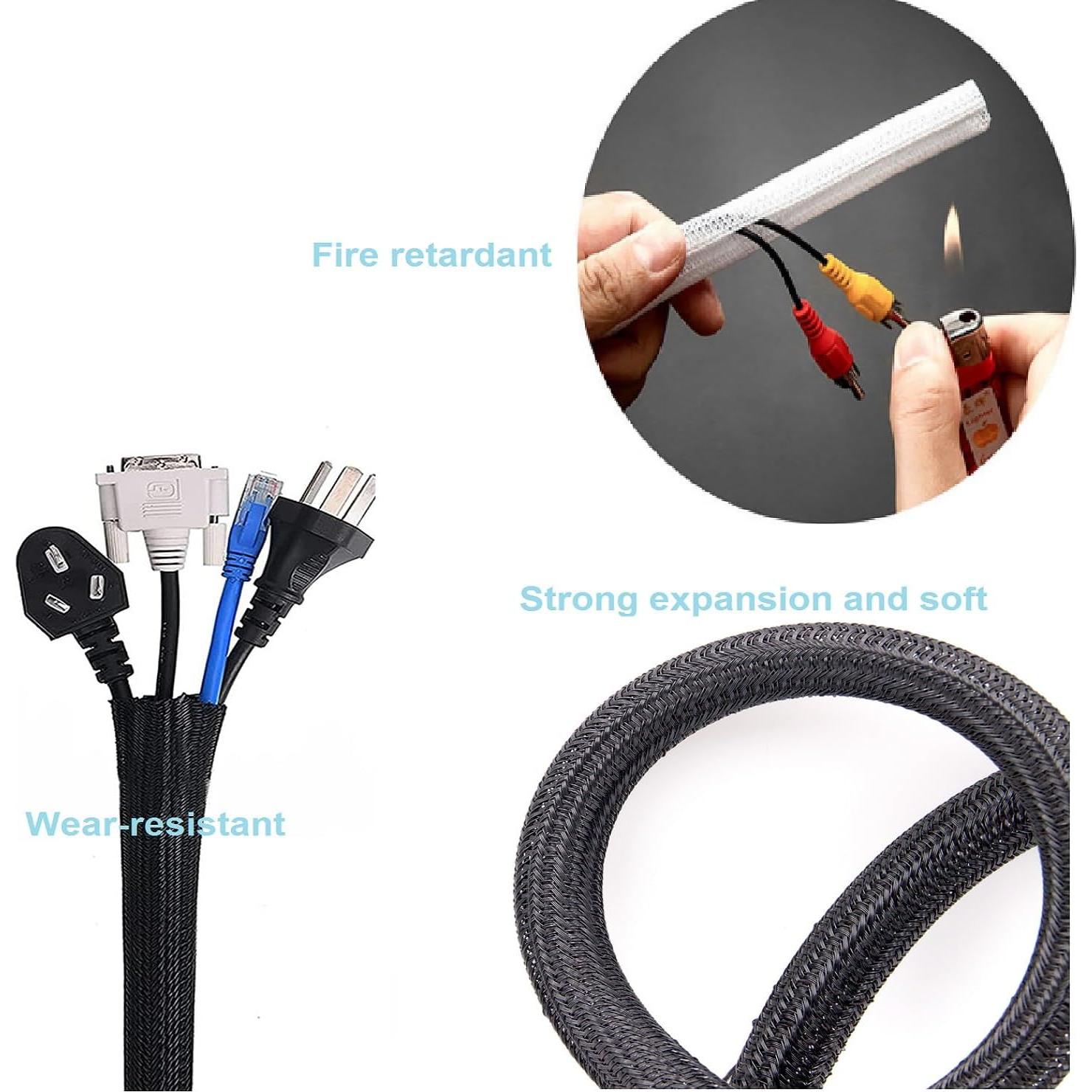 Protector de Cable QCSIW 1.52m x 1.59cm Negro 2 Paquetes