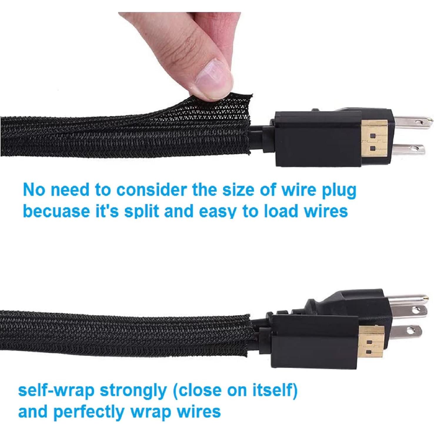 Protector de Cable QCSIW 1.52m x 1.59cm Negro 2 Paquetes