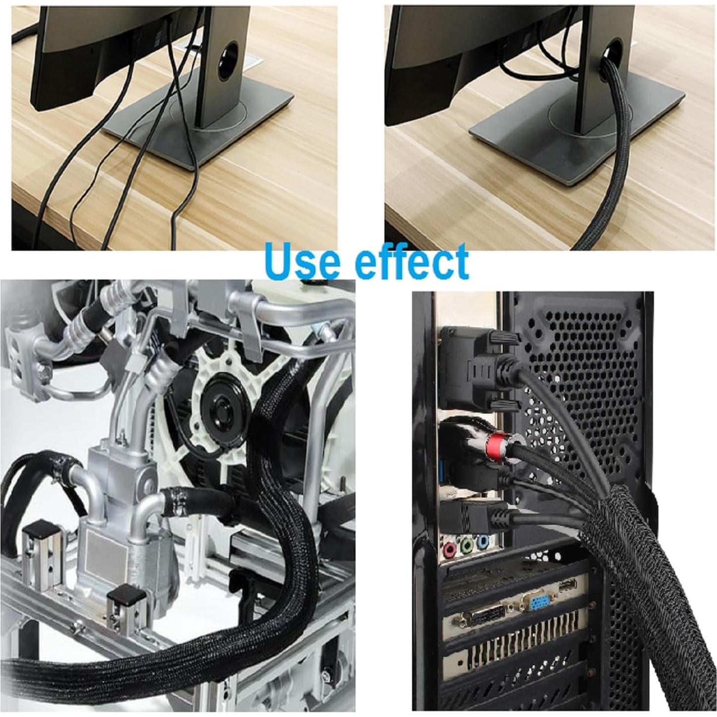 Protector de Cable QCSIW 1.52m x 1.59cm Negro 2 Paquetes