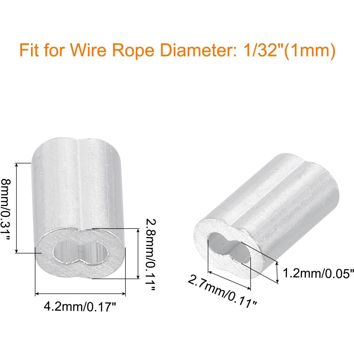 100 Pcs Manguitos de Crimpado de Aluminio uxcell 1mm