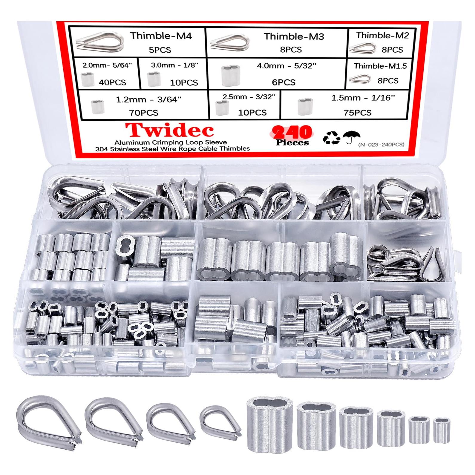 Kit de Ojales y Mangas de Crimpado Twidec 240 Piezas Aluminio