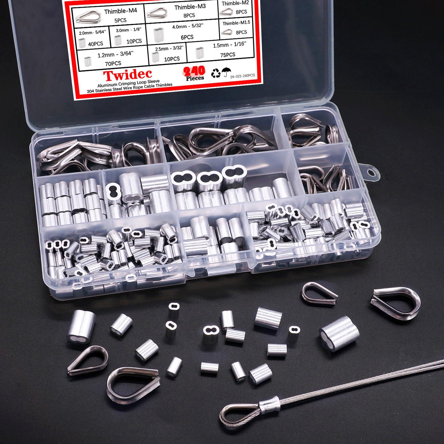 Kit de Ojales y Mangas de Crimpado Twidec 240 Piezas Aluminio