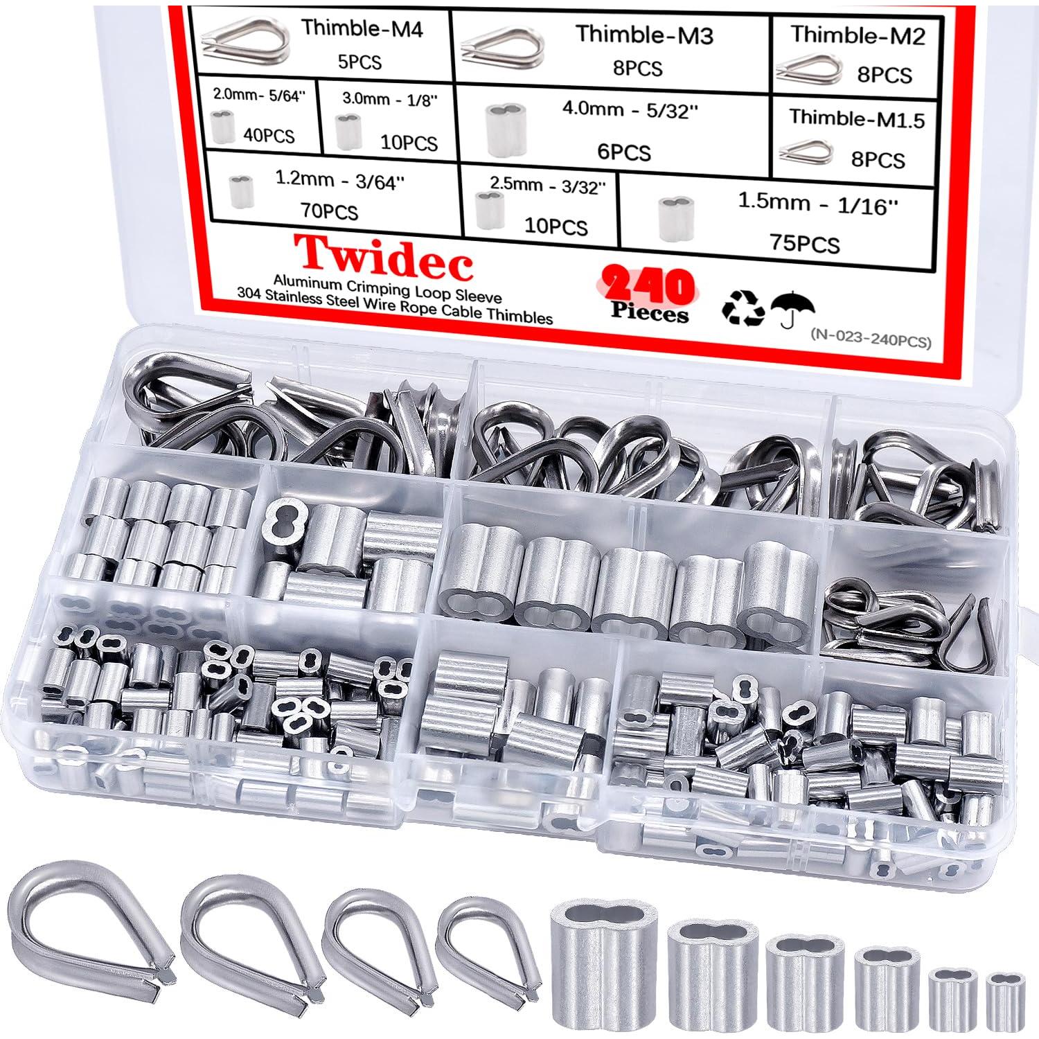 Kit de Ojales y Mangas de Crimpado Twidec 240 Piezas Aluminio