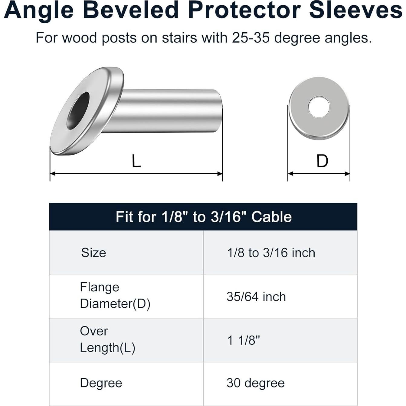 BLIKA 20 Protectores Angulados Bevelados Acero Inoxidable 30 Grados