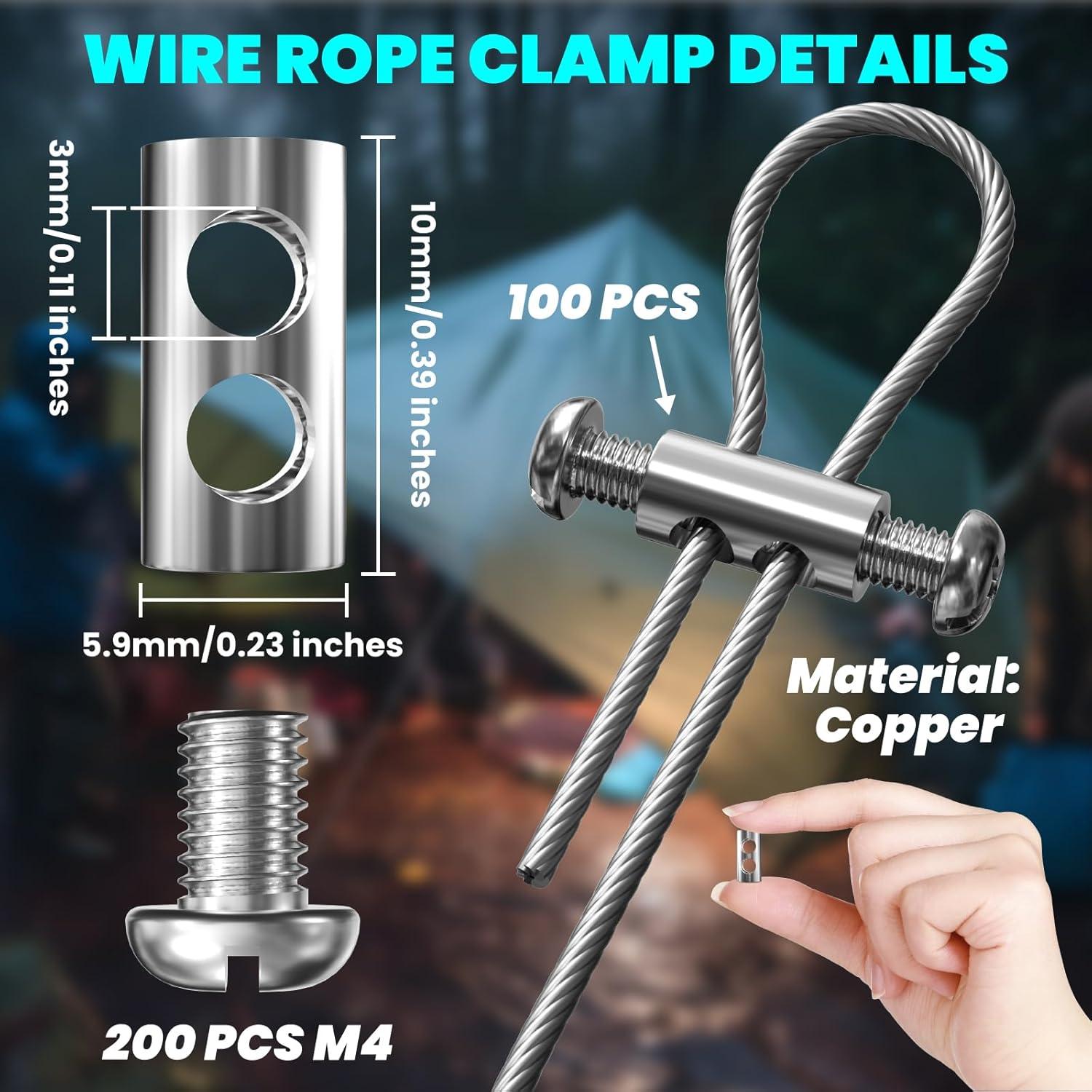 Paquete de 100 Abrazaderas de Cable de Acero M4 Lustaled
