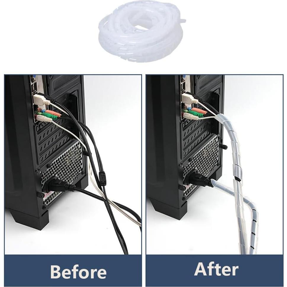 Envoltura de Cable Espiral Lhazemu 10m 8mm Blanca Organizador