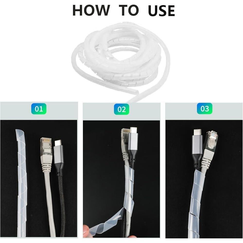 Envoltura de Cable Espiral Lhazemu 10m 8mm Blanca Organizador