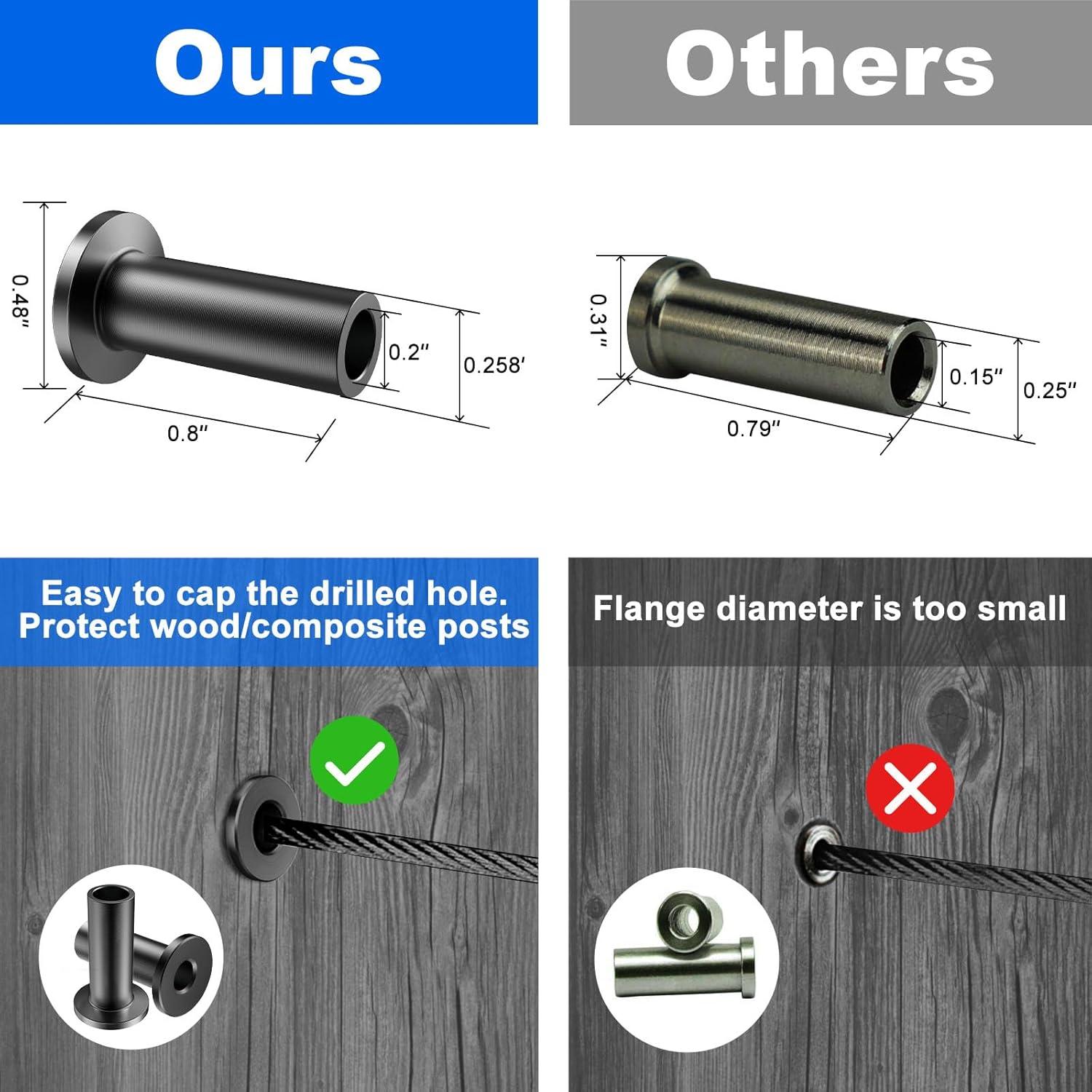 BLIKA 50 Mangas Protectores Acero Inoxidable Negro 3.2-4.8 mm