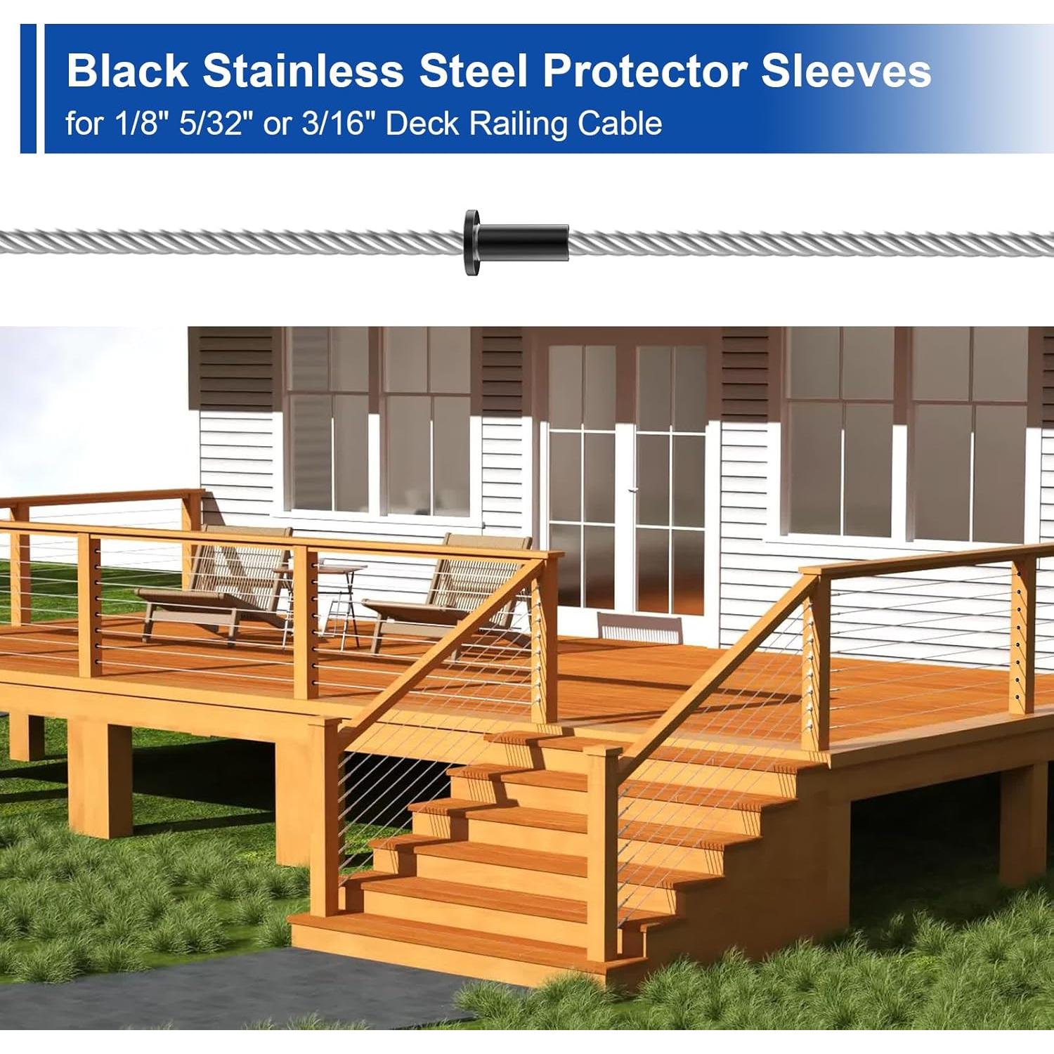 BLIKA 50 Mangas Protectores Acero Inoxidable Negro 3.2-4.8 mm