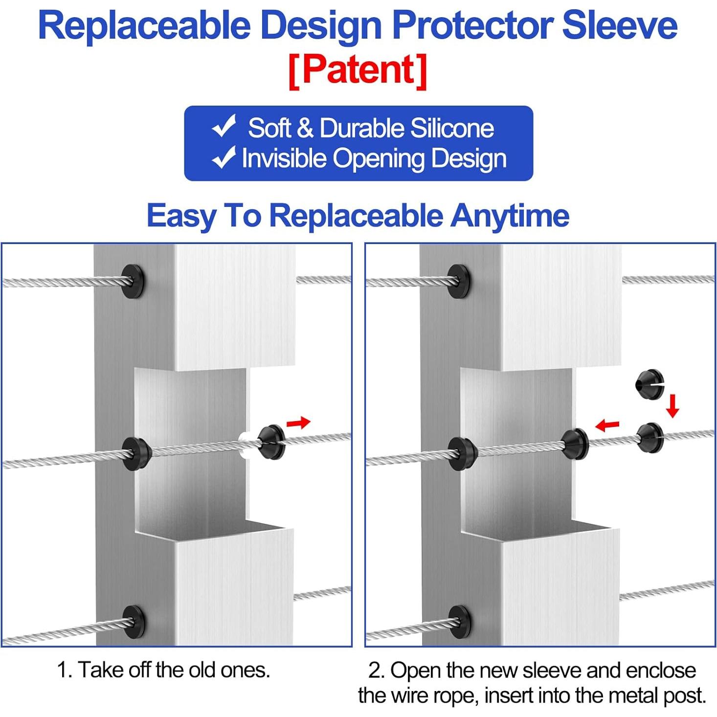 Grommets de Caucho CKE para Cable Railing 100 Pcs 1/8" a 3/16"