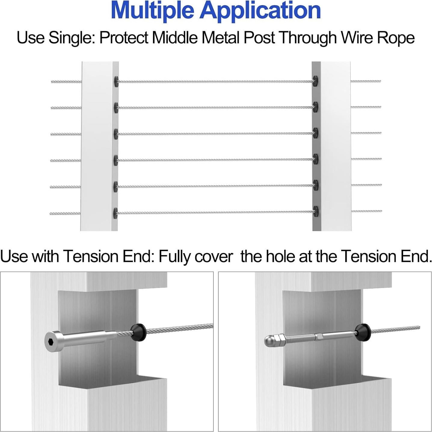 Grommets de Caucho CKE para Cable Railing 100 Pcs 1/8" a 3/16"